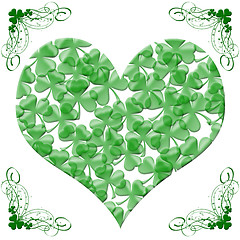 Image showing Happy St Patricks Day Heart of Shamrock Leaves