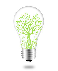 Image showing Eco Friendly Bulb with Green Tree and Leaves