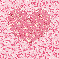 Image showing Happy Valentines Day Heart with Pink Roses