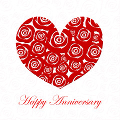 Image showing Happy Anniversary Day Heart with Red Roses