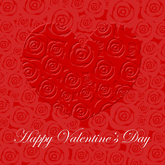Image showing Happy Valentines Day Heart with Red Roses