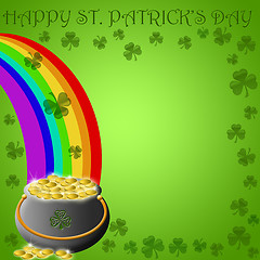 Image showing Happy St Patricks Day Pot of Gold End of Rainbow