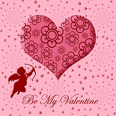 Image showing Valentine's Day Cupid with Bow and Arrow Pink Heart