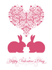 Image showing Happy Valentines Day Honeysuckle Pink  Bunny Rabbit