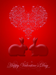 Image showing Happy Valentines Day Honeysuckle Red Bunny Rabbit