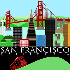 Image showing San Francisco Skyline with Golden Gate Bridge