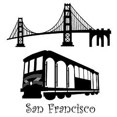 Image showing San Francisco Golden Gate Bridge and Cable Car Trolley