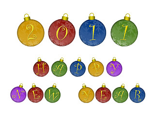 Image showing Happy New Year 2011 on Colorful Ornaments