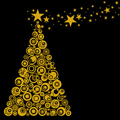Image showing Abstract Christmas Tree with Circles Stars and Hearts