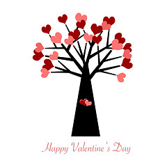 Image showing Valentines Day Tree with Red and Pink Hearts
