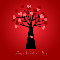 Image showing Valentines Day Tree with Red and Pink Hearts Red