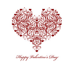 Image showing Happy Valentines Day Leaf Vine Hearts Motif