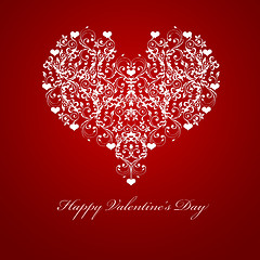 Image showing Happy Valentines Day Embossed Leaf Vine Hearts Motif