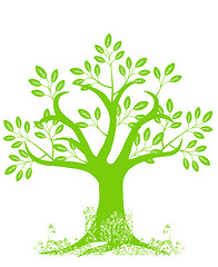 Image showing Abstract Tree Silhouette with Leaves and Vines