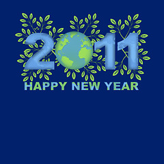 Image showing Happy New Year 2011 Green Planet Blue