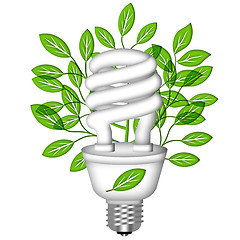 Image showing Energy Saving Eco Lightbulb with Green Leaves