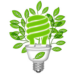 Image showing Energy Saving Eco Lightbulb with Green Leaves