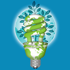 Image showing Energy Saving Eco Lightbulb with World Globe