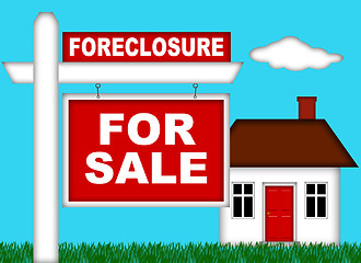 Image showing Real Estate Home Foreclosure with For Sale Sign