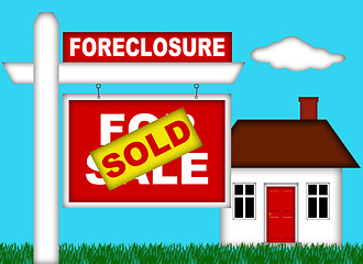 Image showing Real Estate Home Foreclosure with Sold Sign