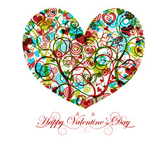 Image showing Happy Valentines Day Heart with Colorful Swirls