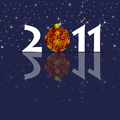 Image showing Happy New Year 2011 Ornament and Sparkles Blue