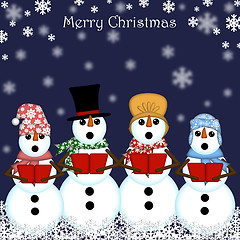 Image showing Christmas Snowman Carolers Singing