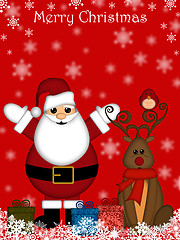 Image showing Christmas Santa Claus and Red-Nosed Reindeer