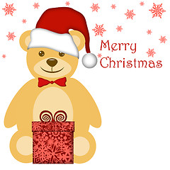 Image showing Christmas Teddy Bear with Red Santa Hat