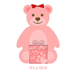 Image showing Pink Girl Teddy Bear with Gift