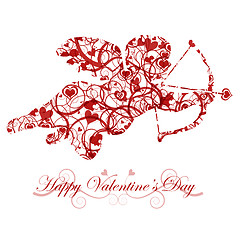 Image showing Valentine's Day Cupid with Bow and Heart Arrow