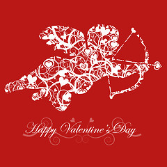 Image showing Valentine's Day Cupid with Bow and Heart Arrow Red