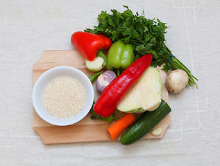 Image showing Vegetables and rice