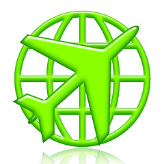 Image showing Airplane and globe