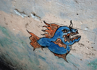 Image showing Dragon fish graffiti - street art