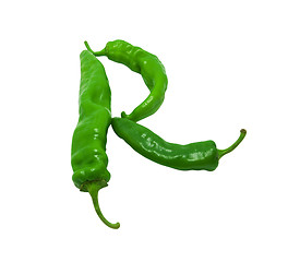 Image showing Letter R composed of green peppers