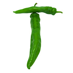 Image showing Letter T composed of green peppers