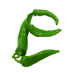 Image showing Letter E composed of green peppers