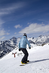 Image showing Snowboarder on ski slope