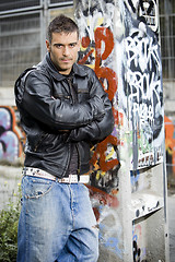 Image showing man in graffiti background