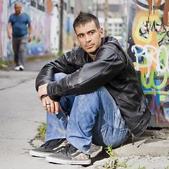 Image showing man in graffiti background