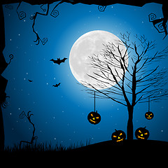 Image showing halloween pumpkin in graveyard