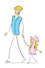 Image showing father and daughter going to school