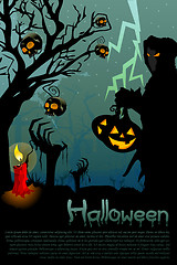 Image showing ghost with jack lantern in halloween night