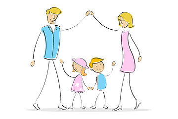 Image showing family forming shape of home