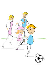 Image showing family playing soccer