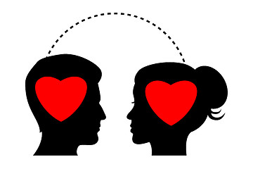 Image showing silhouette with hearts in their mind