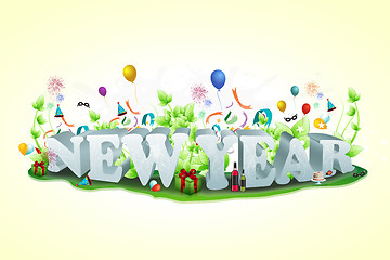 Image showing new year text with all celebration elements