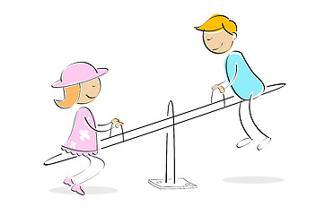 Image showing kids enjoying on seesaw