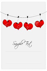 Image showing text template with hanging hearts